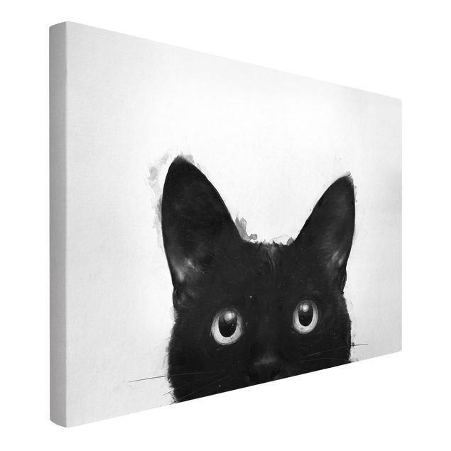 Laura Graves Art Illustration Schwarze Katze auf Weiß Malerei