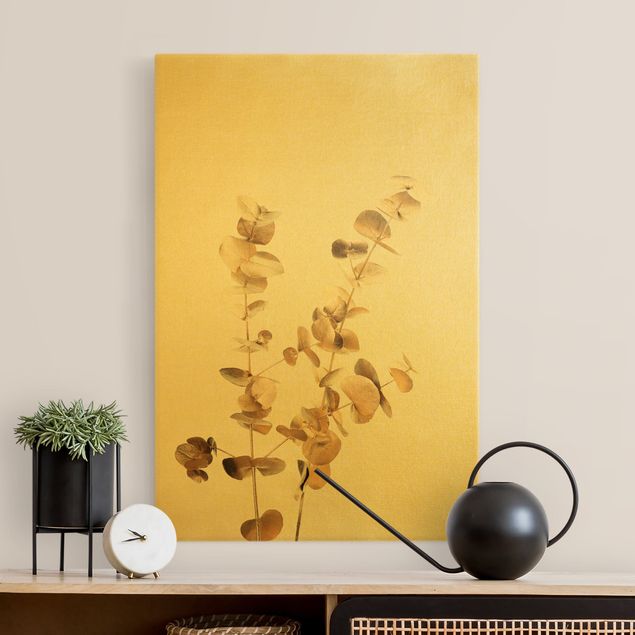 Leinwandbilder Blumen Goldene Eukalyptuszweige