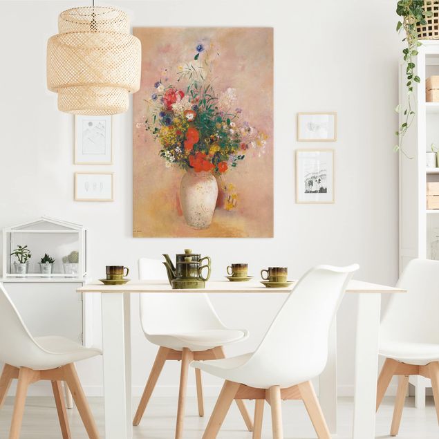 Wandbilder Odilon Redon - Vase mit Blumen (rosenfarbener Hintergrund)