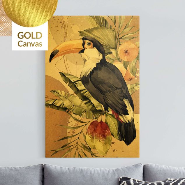 Leinwandbilder Gold Canvas Tropische Vögel - Tukan