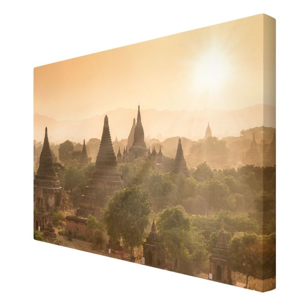 Leinwandbild - Sonnenuntergang über Bagan - Querformat 3:2