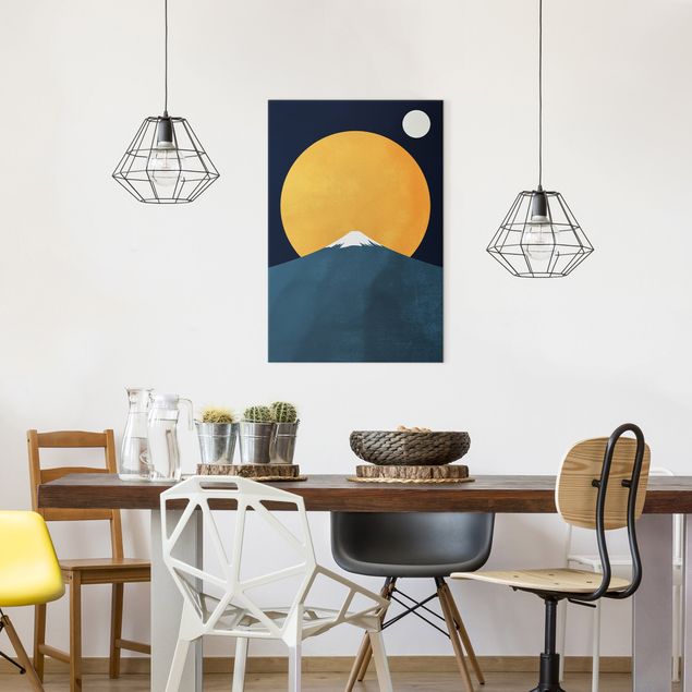 Kubistika Poster Sonne, Mond und Berge
