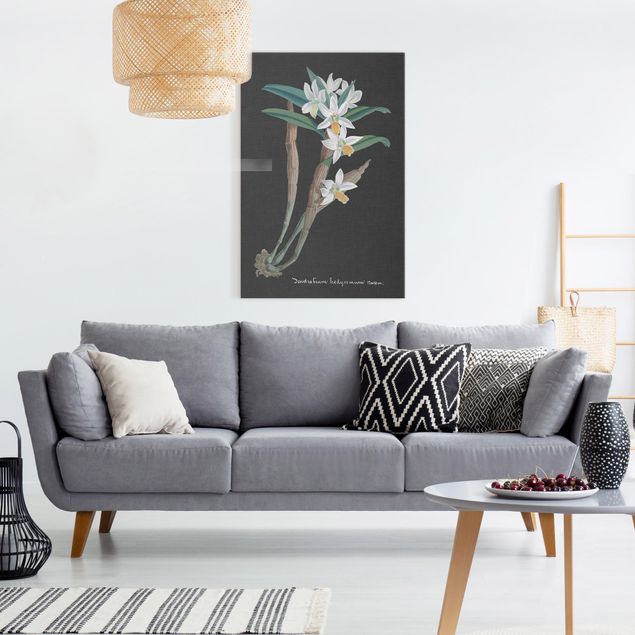 moderne Bilder auf Leinwand Weiße Orchidee auf Leinen I