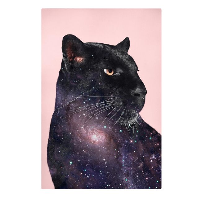 schöne Leinwandbilder Panther mit Galaxie