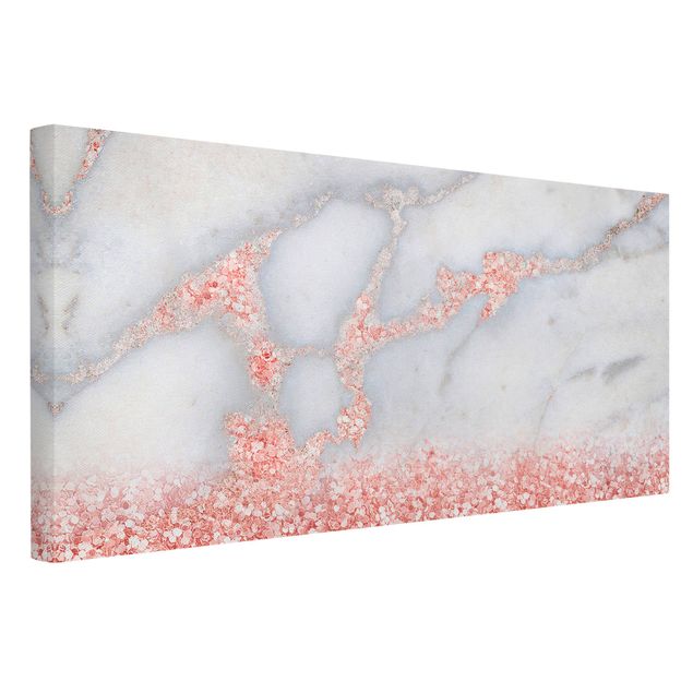 schöne Leinwandbilder Marmoroptik mit Rosa Konfetti