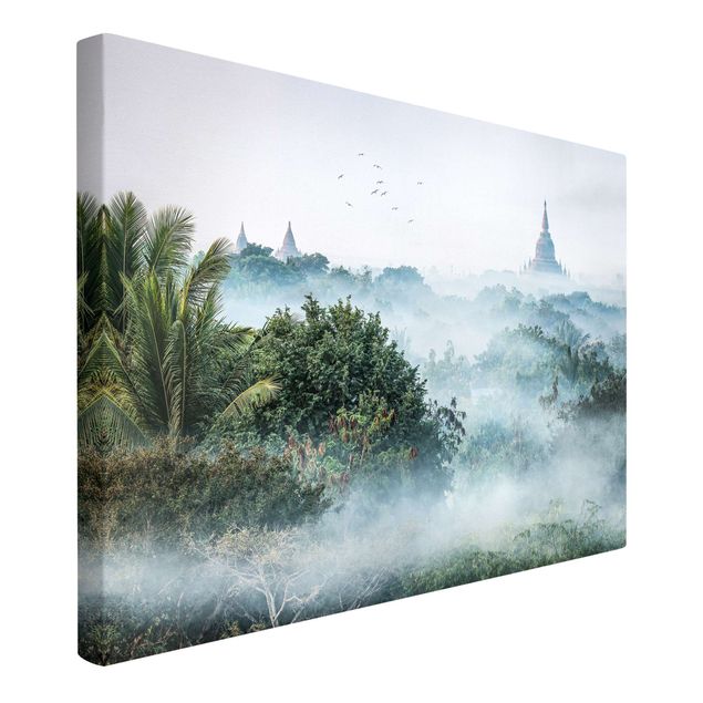 Wandbilder Morgennebel über dem Dschungel von Bagan