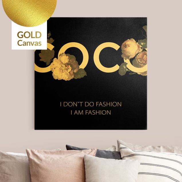Leinwandbilder Gold Canvas COCO - I don´t do fashion Rosen Schwarz