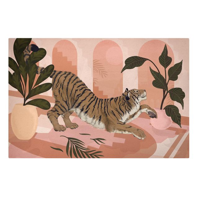 Leinwandbilder kaufen Illustration Tiger in Pastell Rosa Malerei