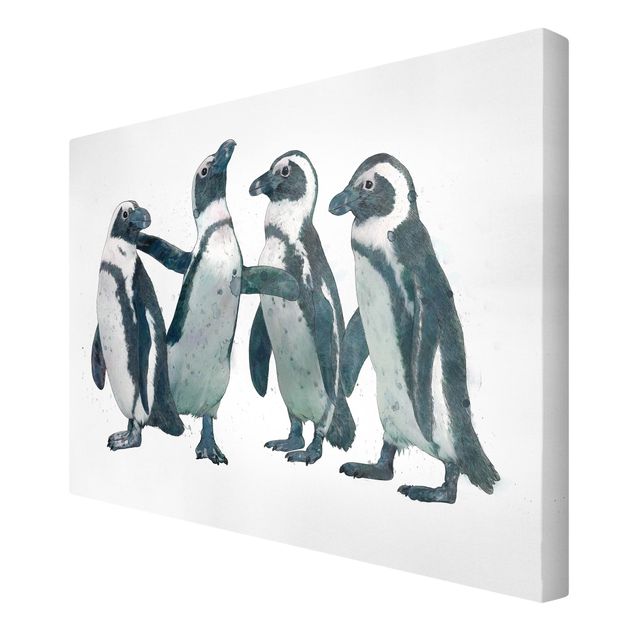 Wandbilder Illustration Pinguine Schwarz Weiß Aquarell