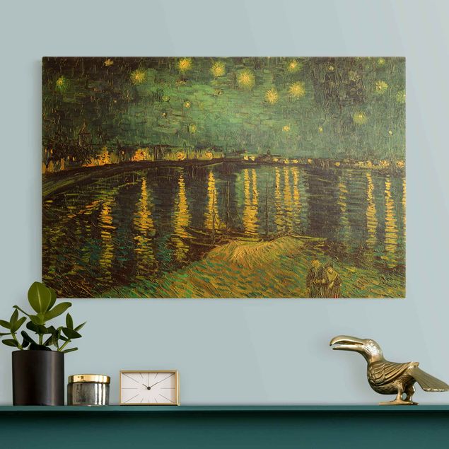 Leinwandbilder Gold Canvas Vincent van Gogh - Sternennacht über der Rhône