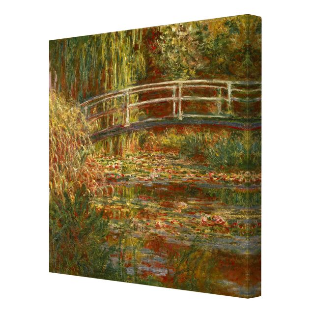 Leinwandbild - Claude Monet - Seerosenteich und japanische Brücke (Harmonie in rosa) - Quadrat 1:1
