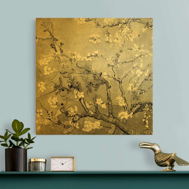 Leinwandbilder Gold Canvas Vincent van Gogh - Mandelblüte Schwarz-Weiß