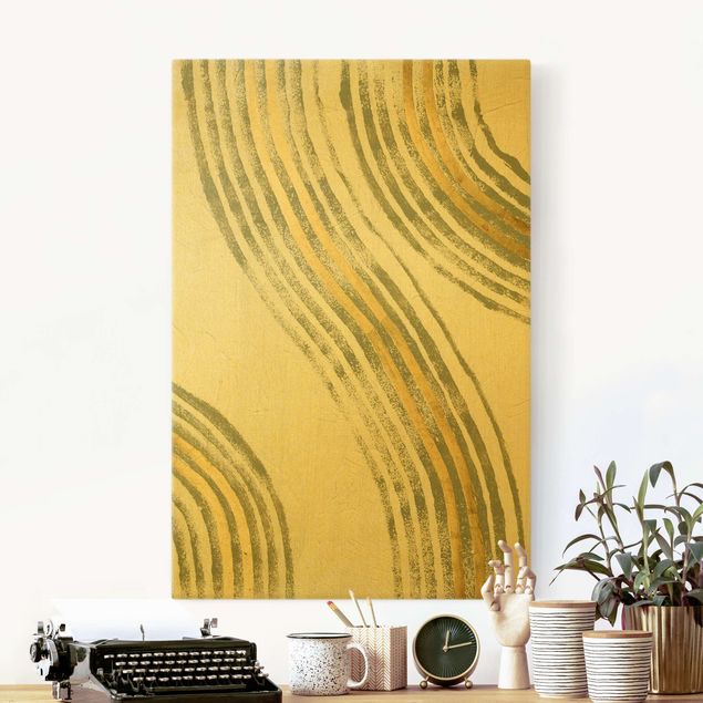 Leinwandbilder Gold Canvas Ausgehende Wellen Gold I