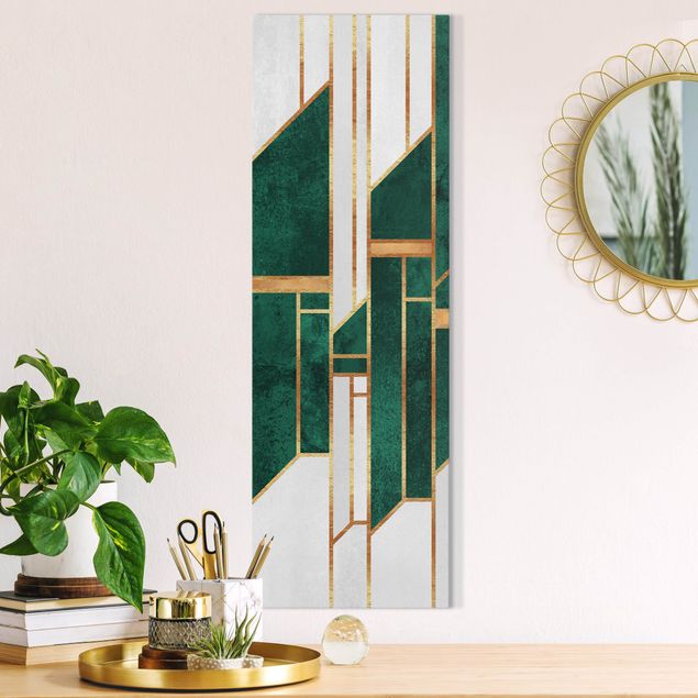 Leinwandbilder abstrakt Emerald und Gold Geometrie