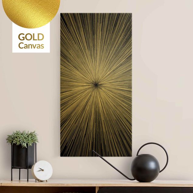 Leinwandbilder Gold Canvas Abstrakte Strahlen Schwarz Weiß