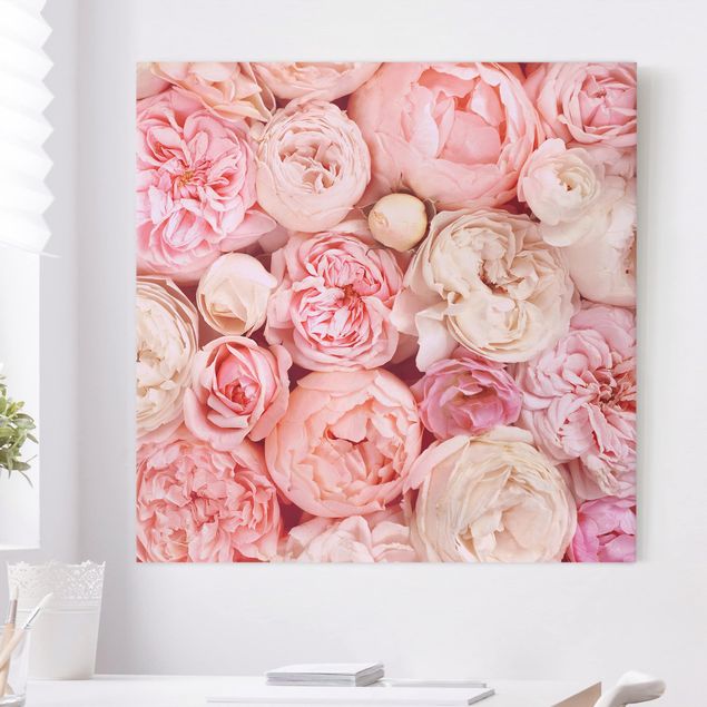 Leinwandbild Rose Rosen Rosé Koralle Shabby