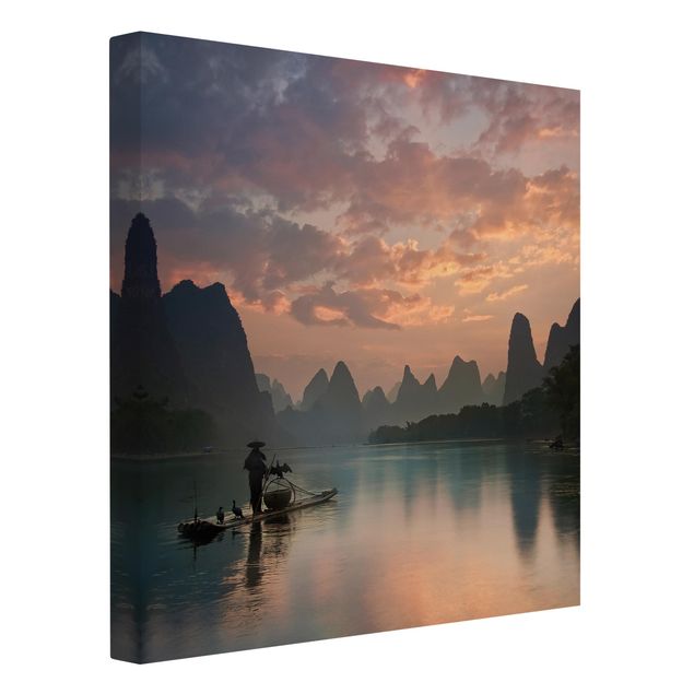 Leinwandbilder Sonnenaufgang über chinesischem Fluss