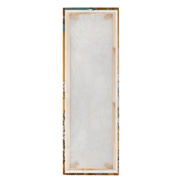 Leinwandbild - Alfons Mucha - Die Lilie - Panorama Hochformat 3:1