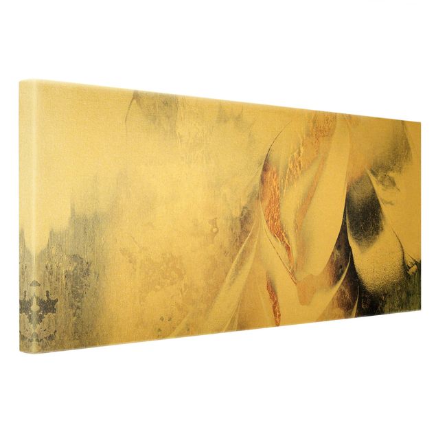 Leinwandbilder kaufen Goldene abstrakte Wintermalerei