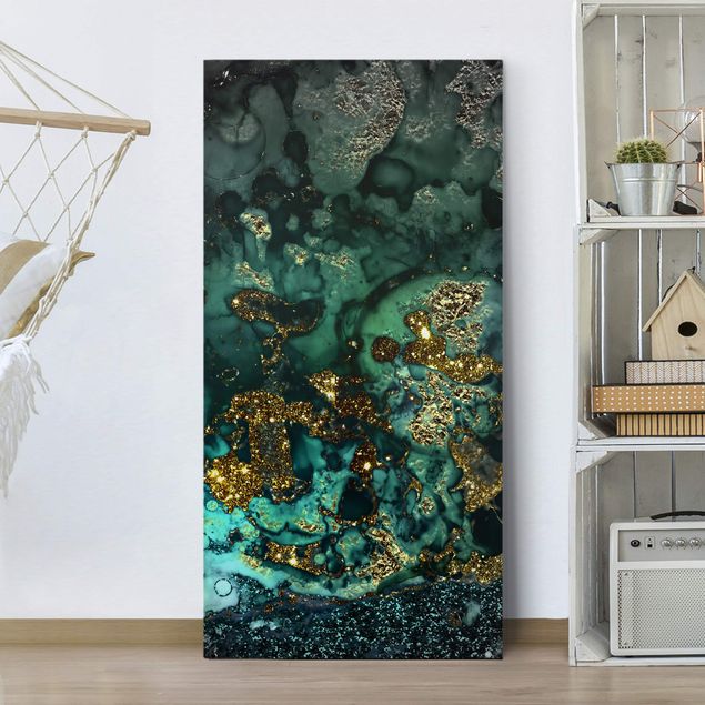 Leinwandbilder abstrakt Goldene Meeres-Inseln Abstrakt