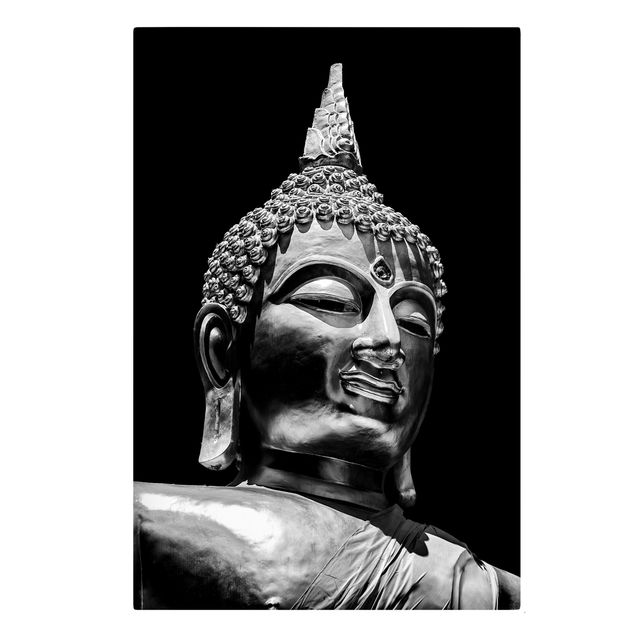 Leinwandbild - Buddha Statue Gesicht - Hochformat 3:2