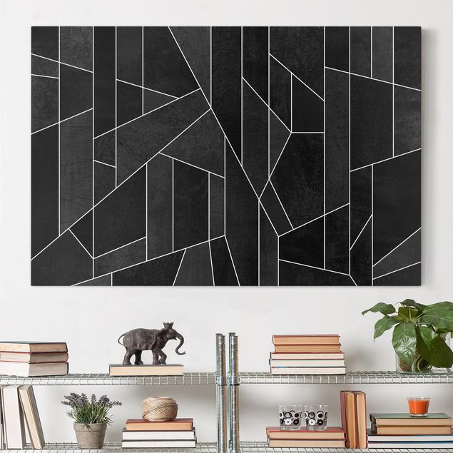 abstrakte Leinwandbilder Schwarz Weiß Geometrie Aquarell