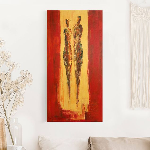 Leinwandbilder Gold Canvas Paar in Rot