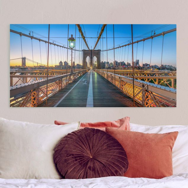 Leinwandbilder New York Morgenblick von der Brooklyn Bridge
