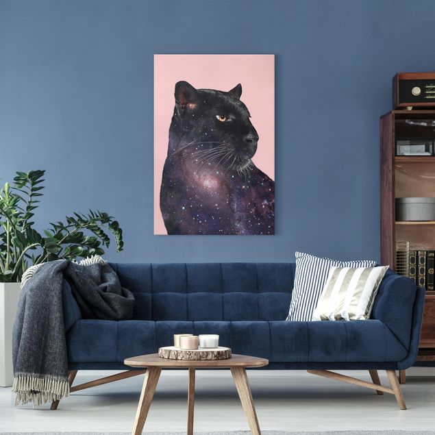 Tierbilder Leinwand Panther mit Galaxie