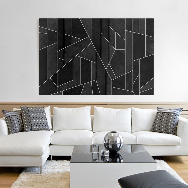 schwarz-weiß Bilder auf Leinwand Schwarz Weiß Geometrie Aquarell