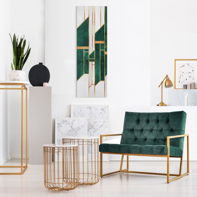 Leinwandbilder modern Emerald und Gold Geometrie