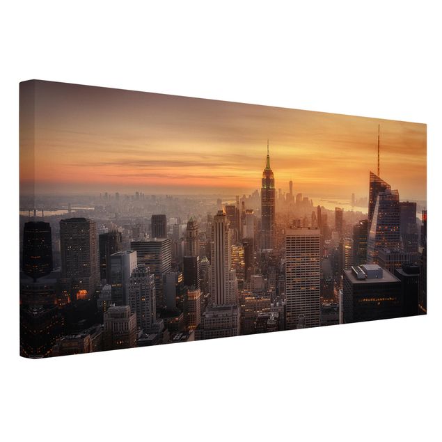schöne Leinwandbilder Manhattan Skyline Abendstimmung