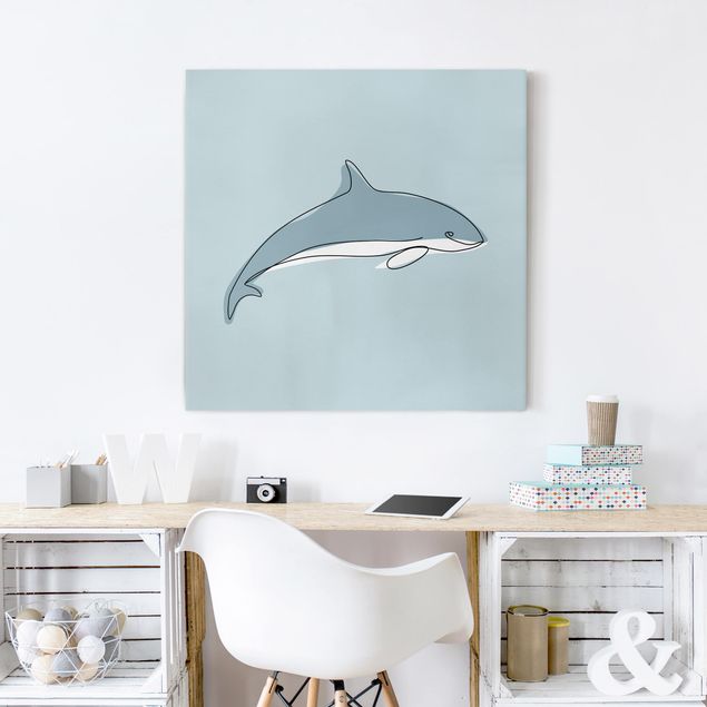 Tierbilder Leinwand Delfin Line Art