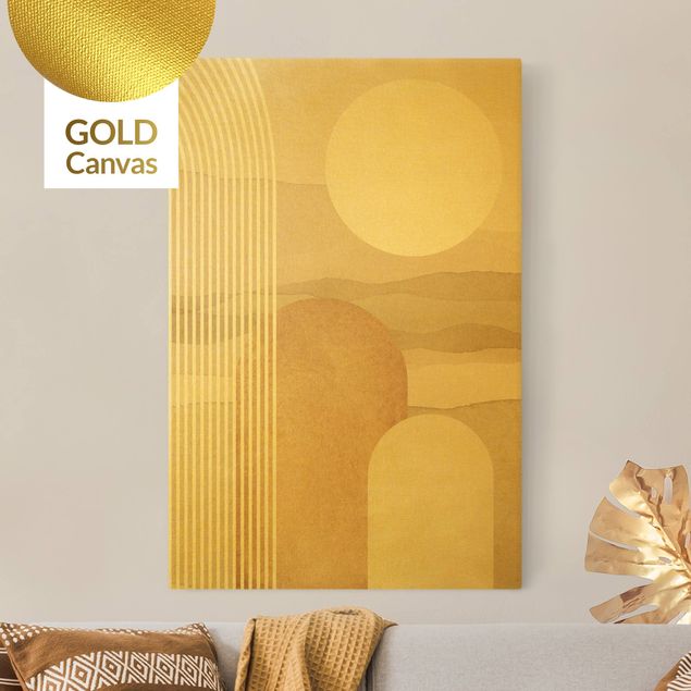 Leinwand Gold Geometrische Formen - Sonnenaufgang