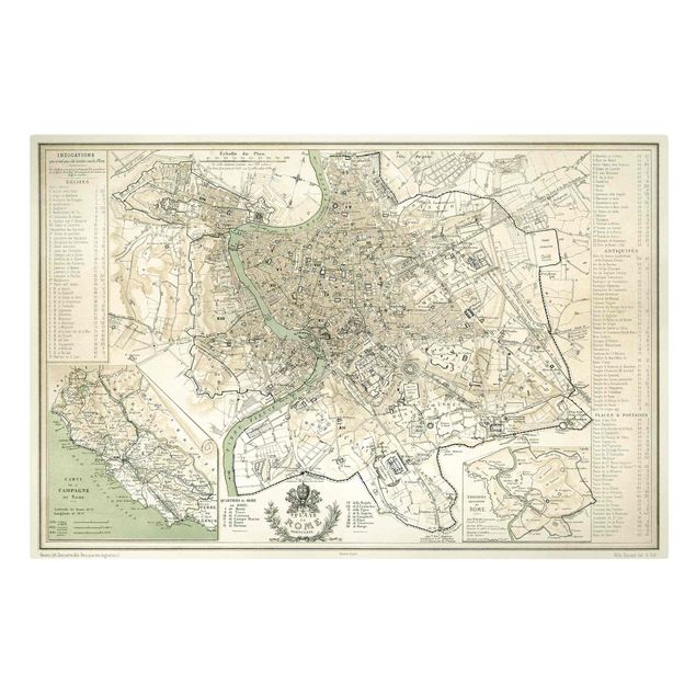 Leinwandbilder kaufen Vintage Stadtplan Rom Antik