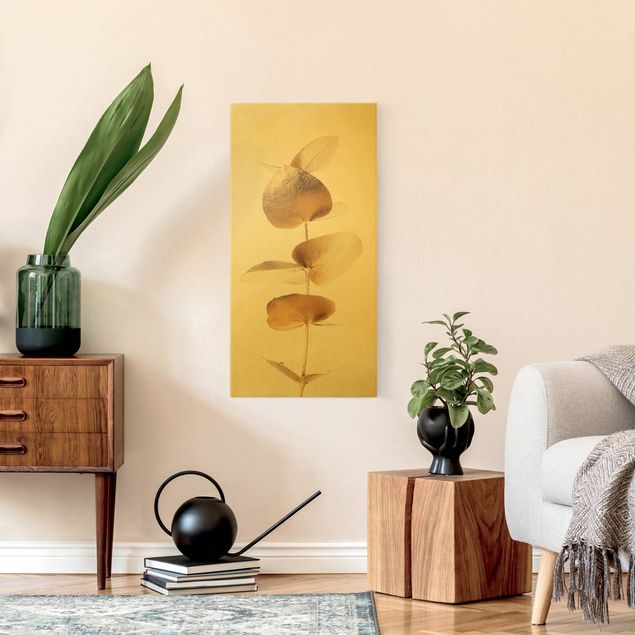 Blumenbilder auf Leinwand Goldener Eukalyptuszweig