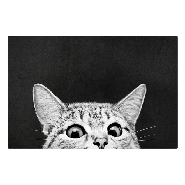 schöne Bilder Illustration Katze Schwarz Weiß Zeichnung
