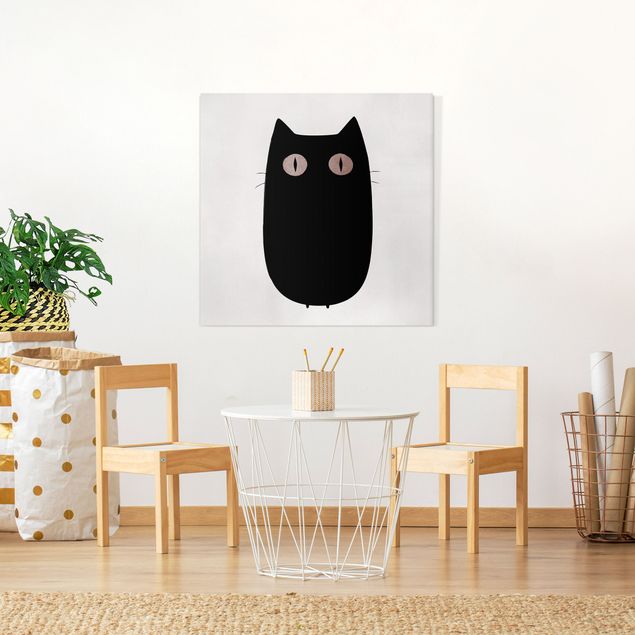 Tierbilder Leinwand Schwarze Katze Illustration