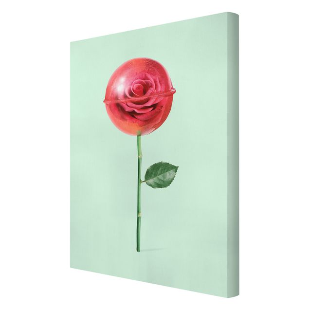 schöne Leinwandbilder Rose mit Lollipop