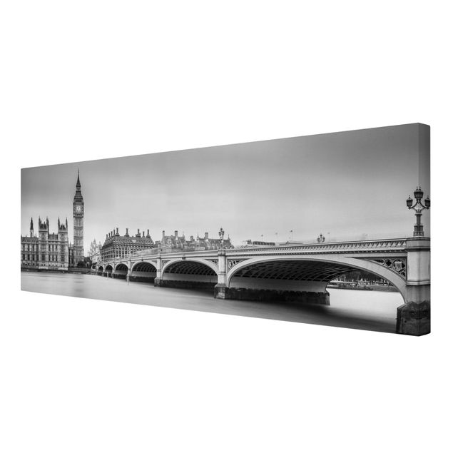 Leinwandbild - Westminster Brücke und Big Ben - Panorama 1:3