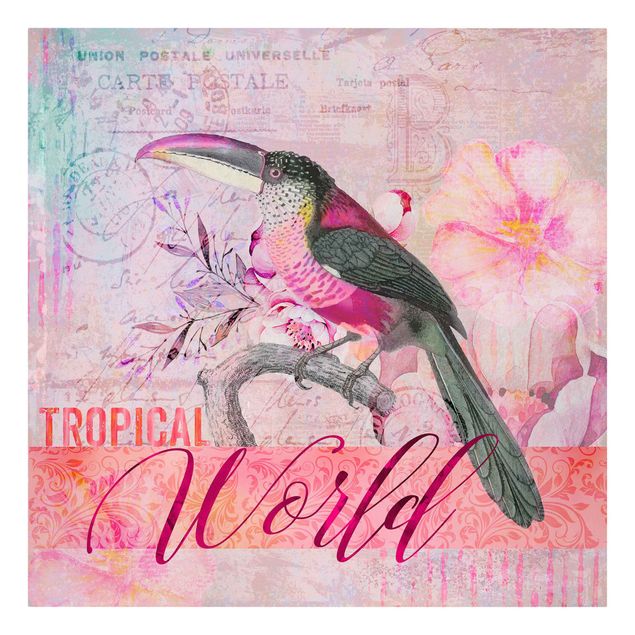 schöne Bilder Vintage Collage - Tropical World Tucan