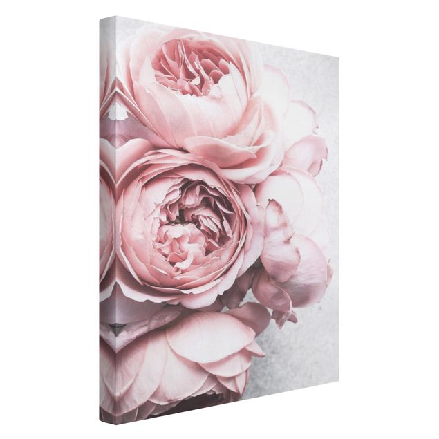 Leinwandbilder Rosa Pfingstrosenblüten Shabby Pastell