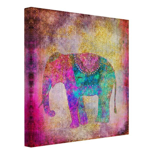 Leinwandbilder Bunte Collage - Indischer Elefant