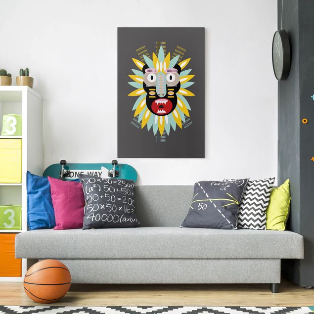 schöne Leinwandbilder Collage Ethno Maske - King Kong