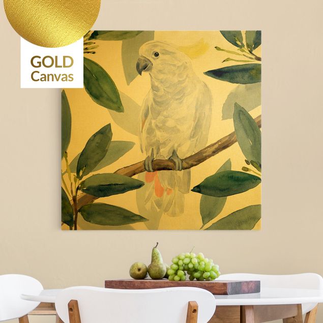 Leinwandbilder Gold Tropischer Kakadu I