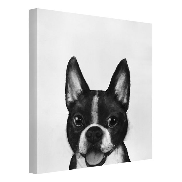 Graves Bilder Illustration Hund Boston Schwarz Weiß Malerei