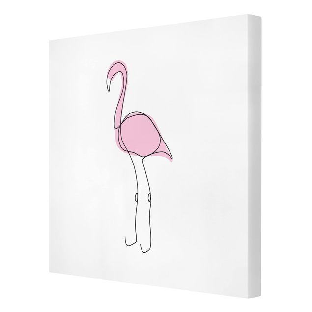 Leinwandbild - Flamingo Line Art - Quadrat 1:1