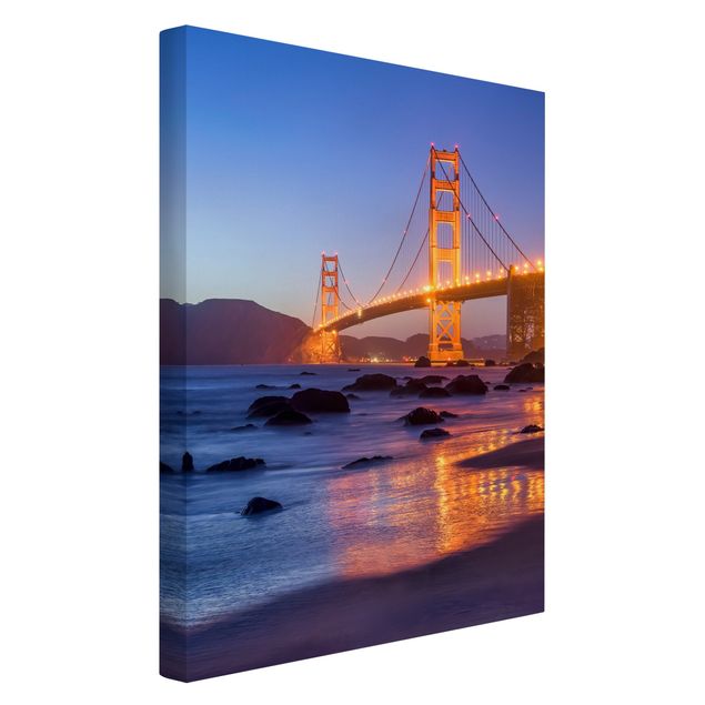 Leinwandbild - Golden Gate Bridge am Abend - Hochformat 2:3