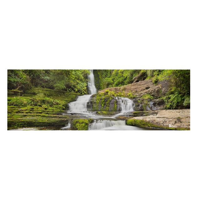 Leinwandbild - Upper McLean Falls in Neuseeland - Panorama 1:3