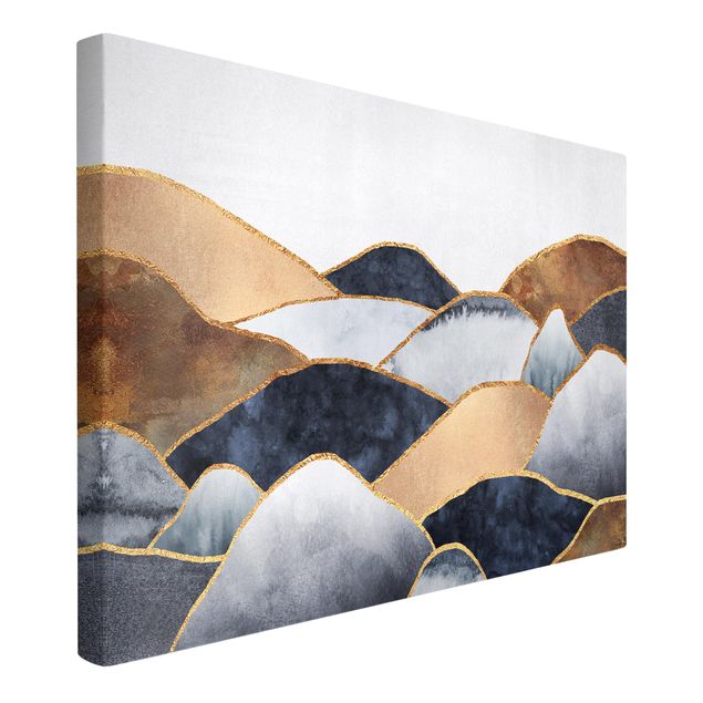 Leinwandbilder modern Goldene Berge Aquarell